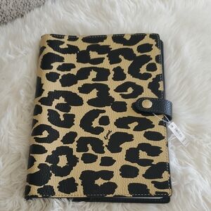 Coach Leopard Print Notebook/Planner with Snap Closure - Black & Gold